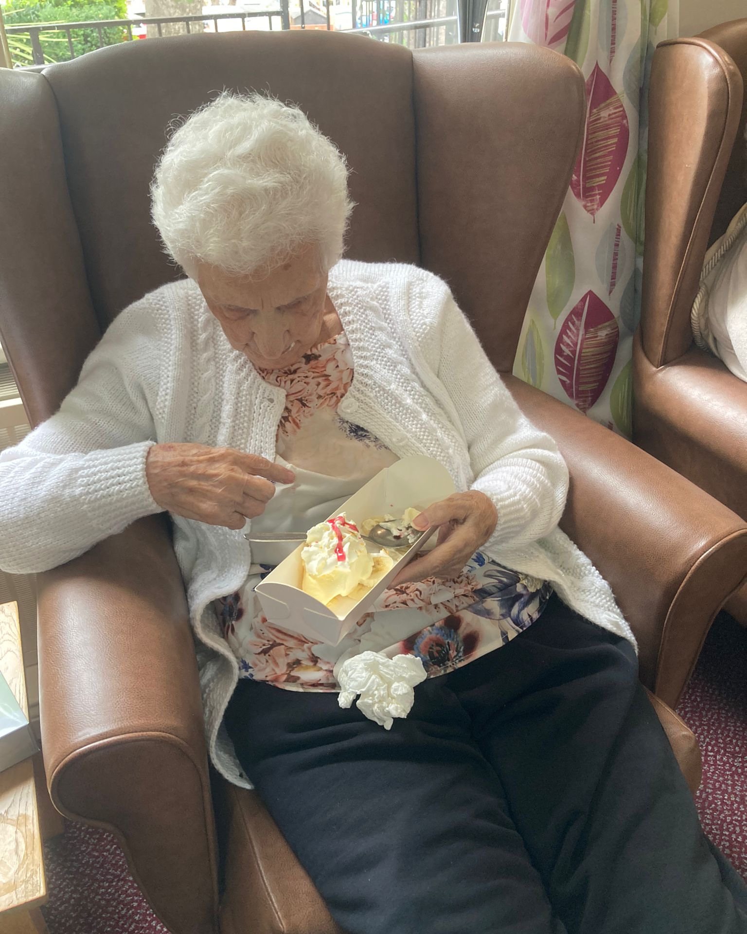 Our services users here at St Mary’s enjoying homemade banana splits, really yummy 😋