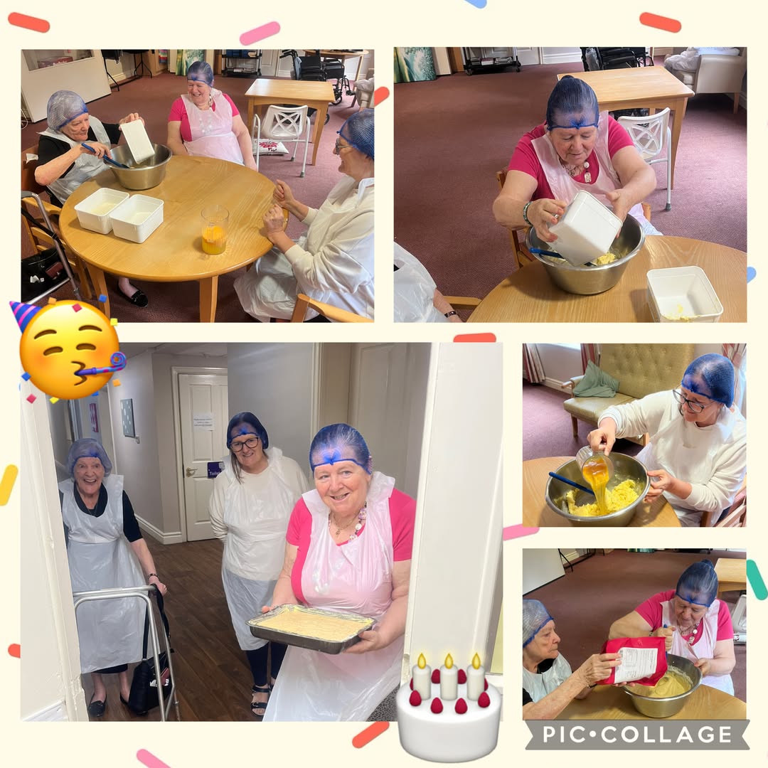 The residents of #lindisfarnehartlepool  have been showcasing their cooking talents. They have baked a birthday cake for one of our lovely residents 🎂 🥳
