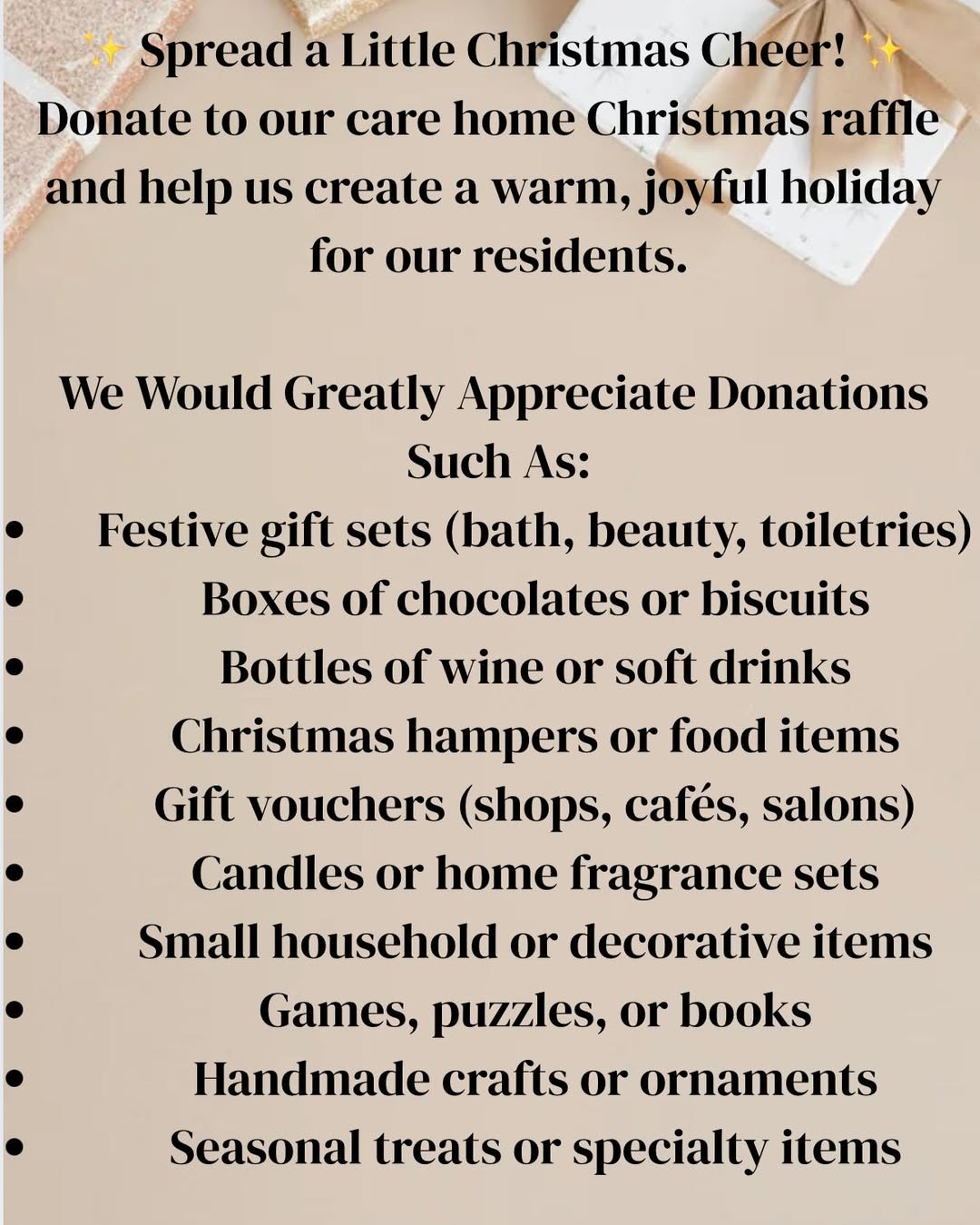 Lindisfarne Shotton is holding a Christmas Raffle. All donations are welcome 🥰