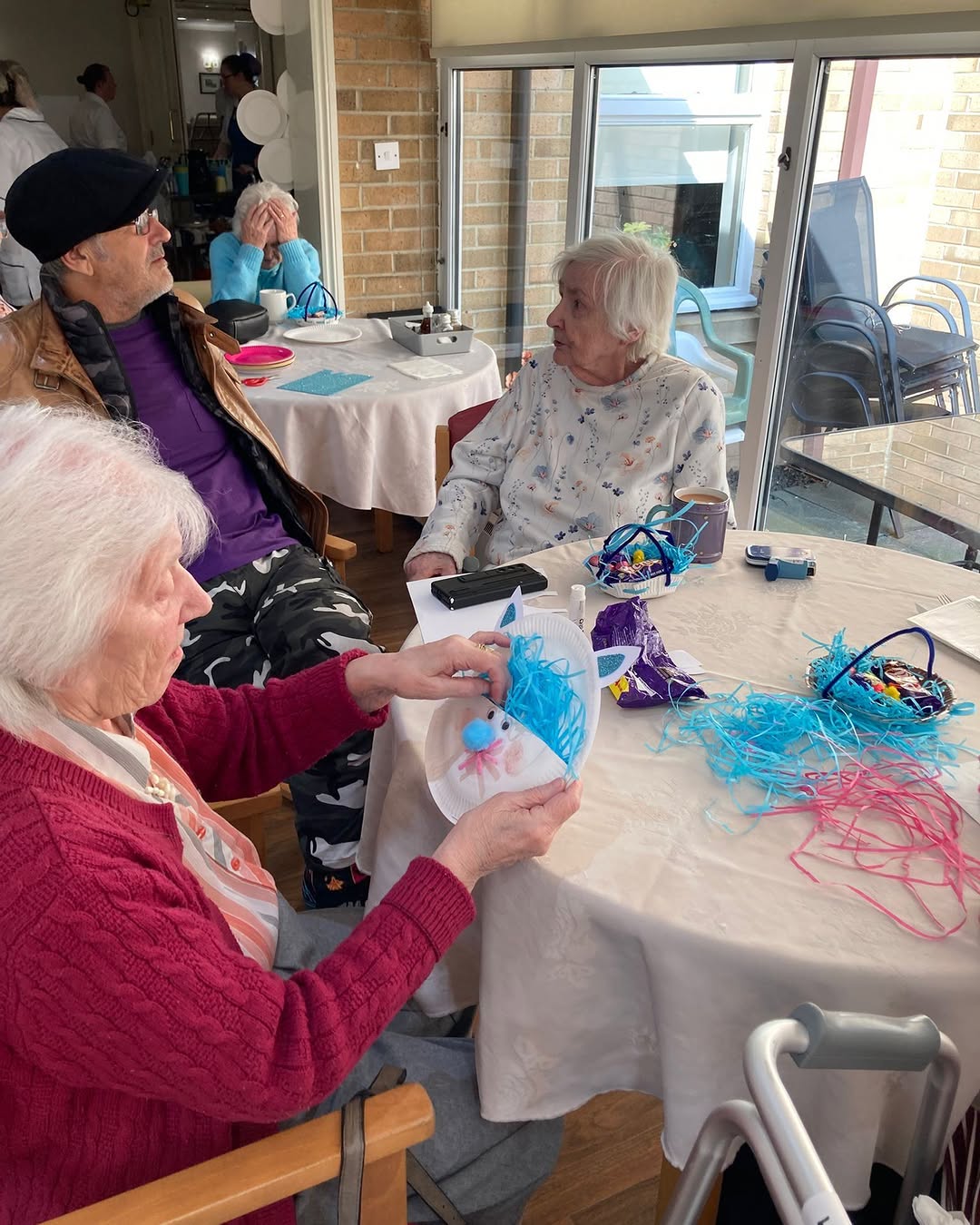 Easter crafts here at #stmarysnursinghome 🐰 Getting ready for the easter bunny and yummy chocolates 🤩