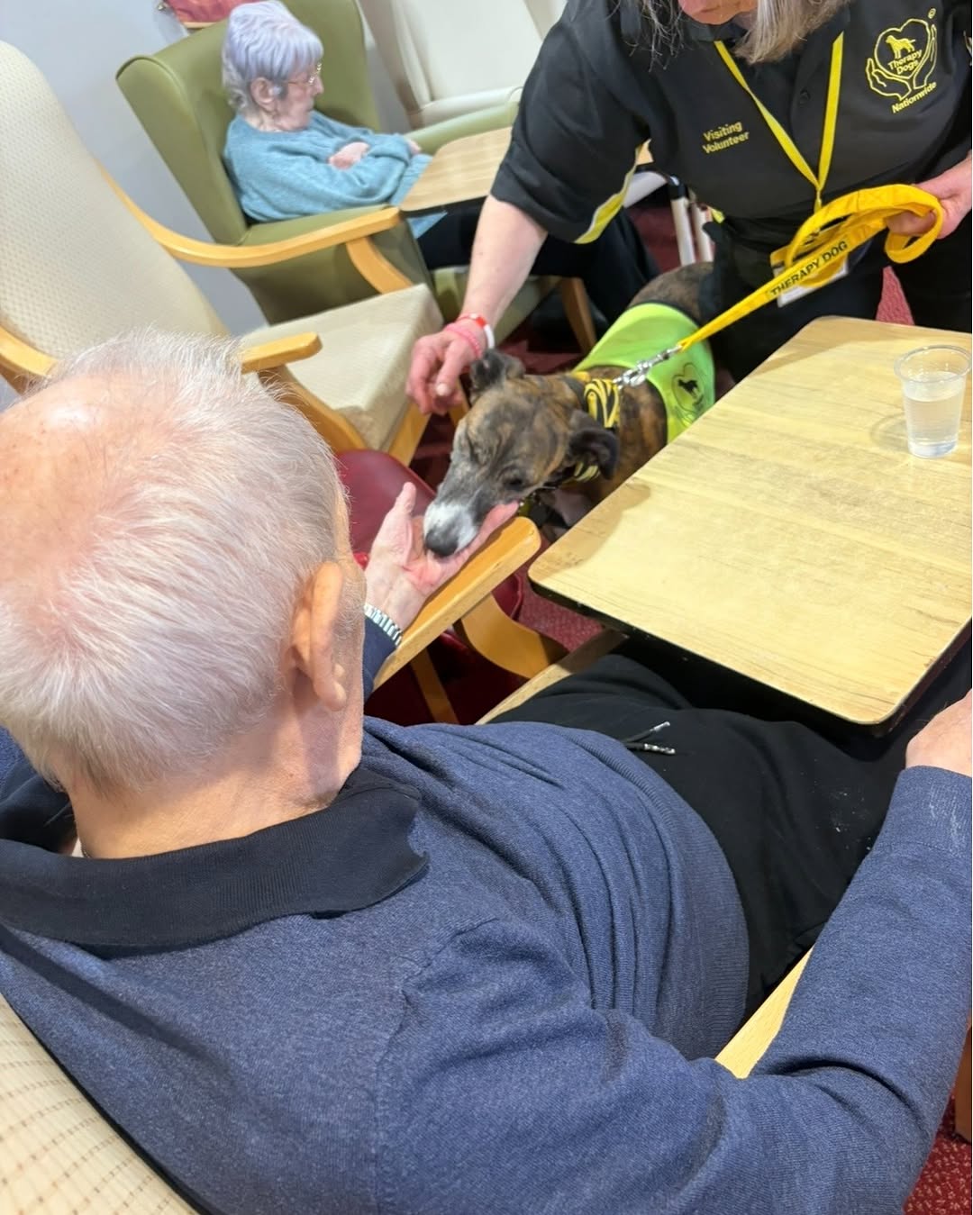 We had our lovely therapy dog, Tilley visit us with Carroll at #lindisfarnenewtonaycliffe 
They both come to see our residents every Tuesday. Residents really enjoy talking to, giving treats and stroking Tilley. 😍